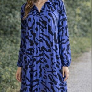 Nine West Blue and Black Animal Print Dress